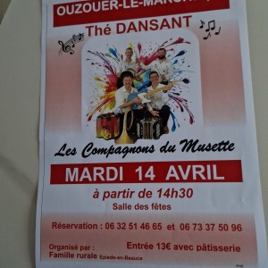 Thé Dansant le 14 Avril à Ouzouer-le-Marché